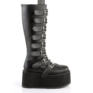 Demonia Black Multi-Buckle Platform Boots